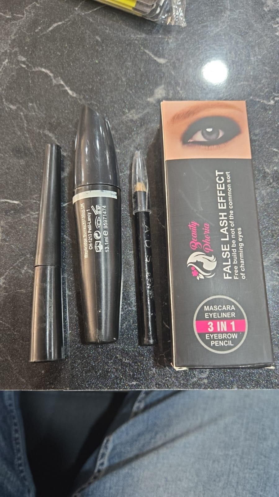 Waterproof Long Lasting 3 in 1 Mascara Eye Liner